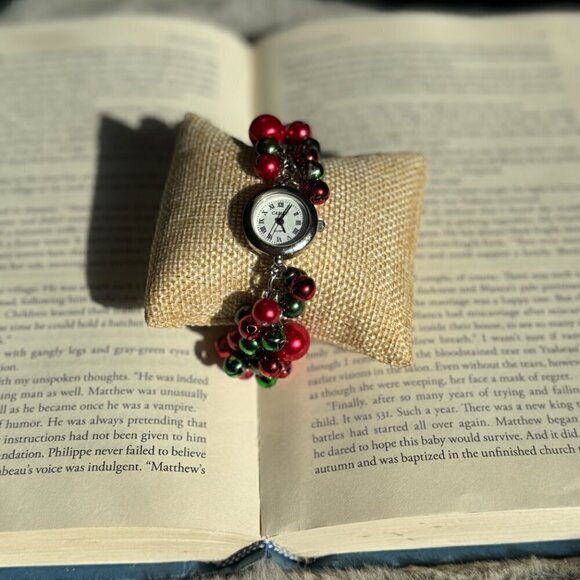 Christmas Theme Jingle Bell Bracelet Watch 7.25" with New Battery - Picture 2 of 11